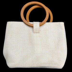 Canvas Tote Bag with Wooden Ring Handles